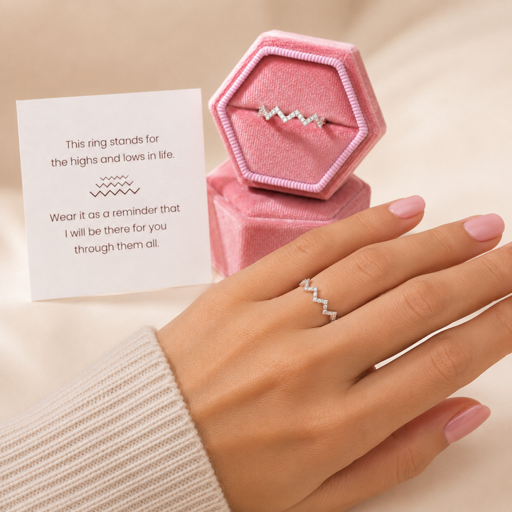 Meaningful friendship ring worn on hand