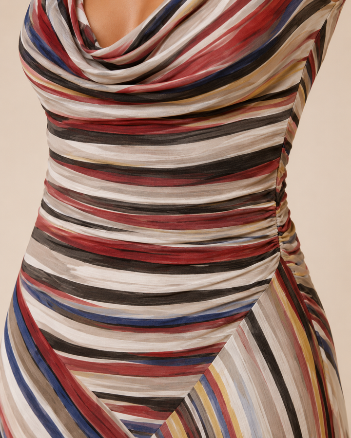 Sienna Stripe Maxi Dress multicolor fabric detail