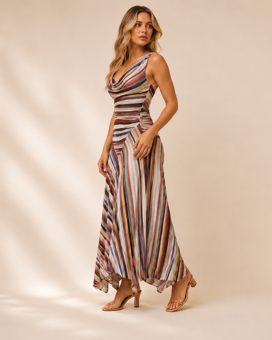 Sienna Stripe Maxi Dress side angle