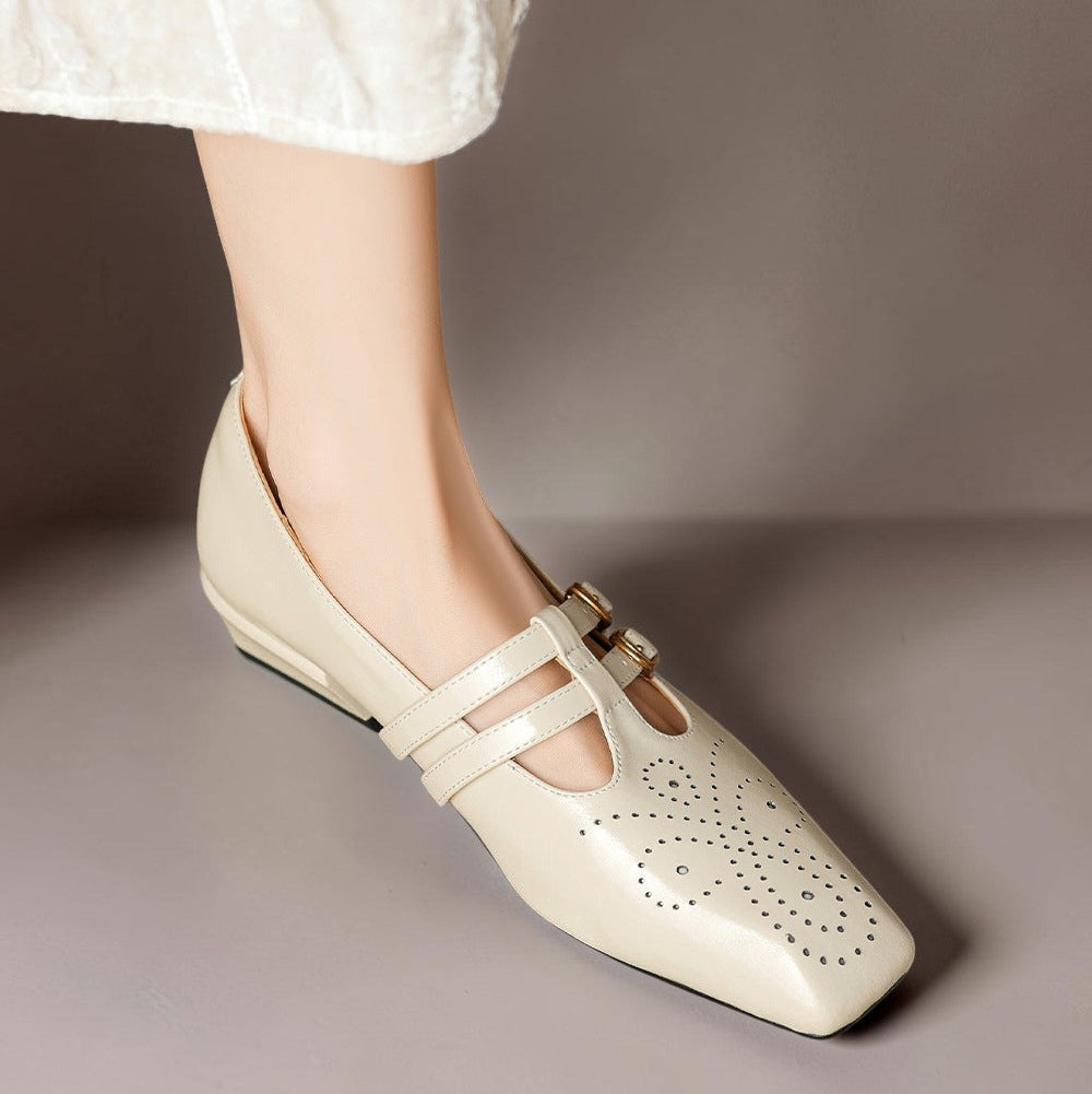 Pauline | Zapatos de Cuero con Doble Tira