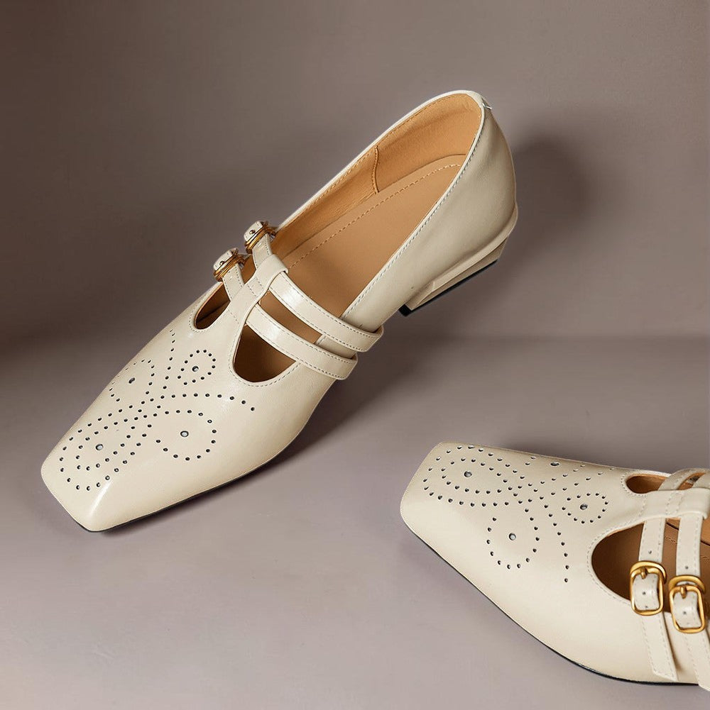 Pauline | Zapatos de Cuero con Doble Tira