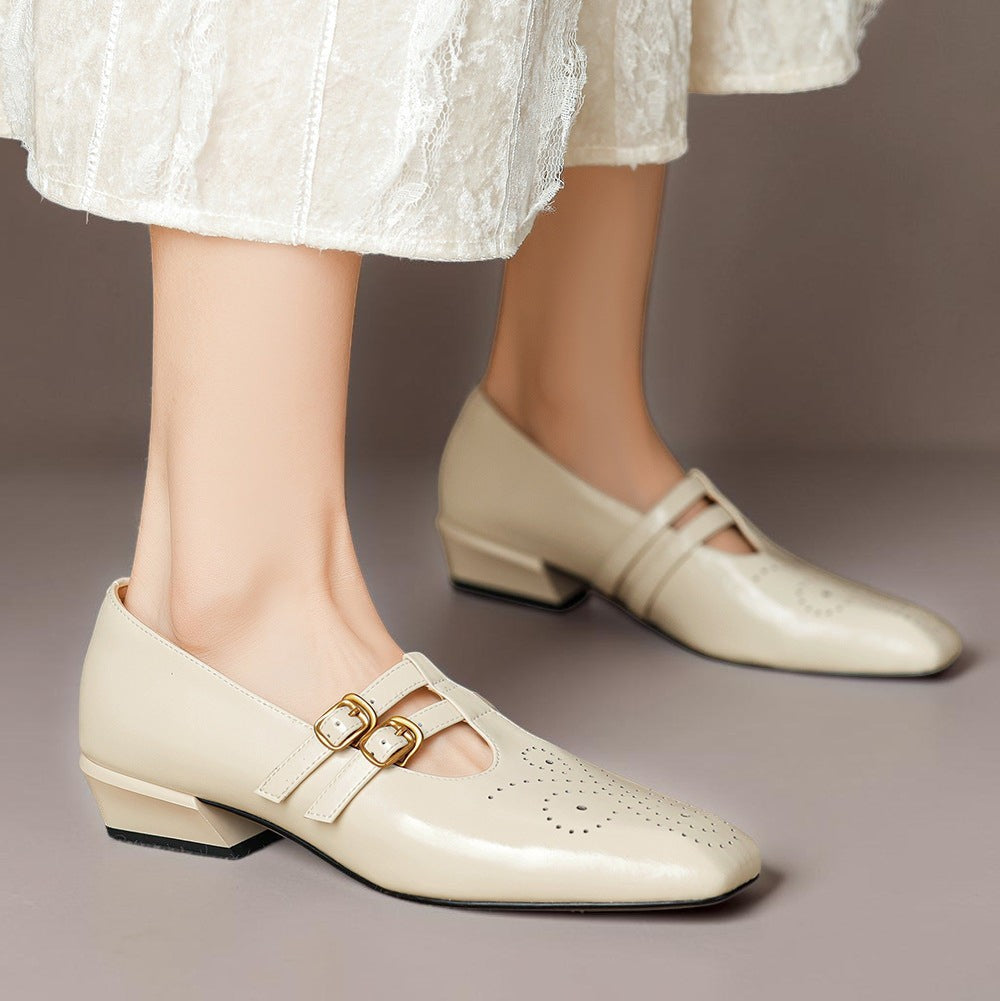 Pauline | Zapatos de Cuero con Doble Tira