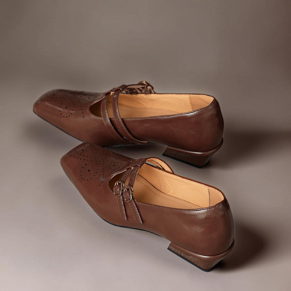 Pauline | Zapatos de Cuero con Doble Tira