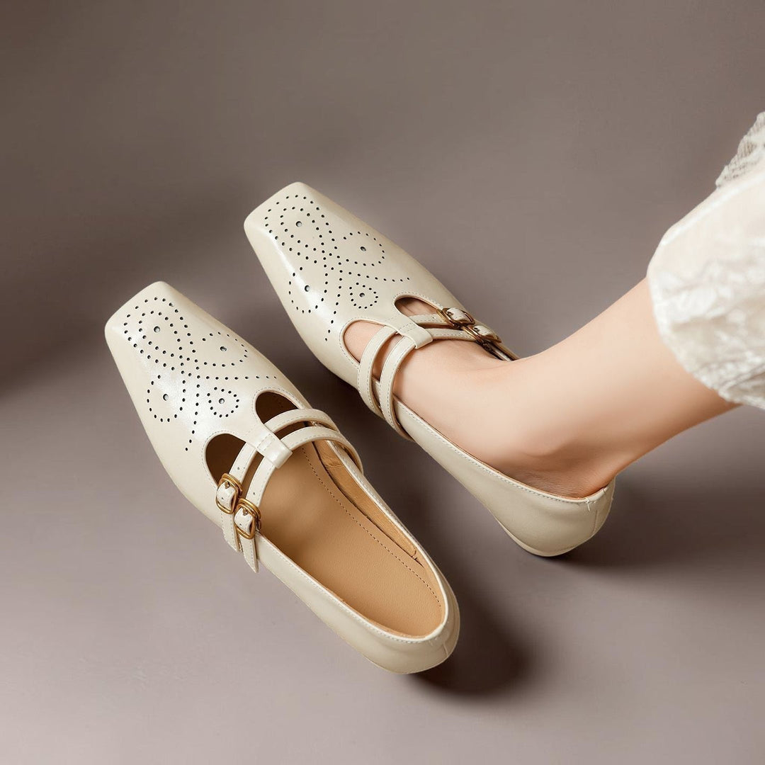 Pauline | Zapatos de Cuero con Doble Tira