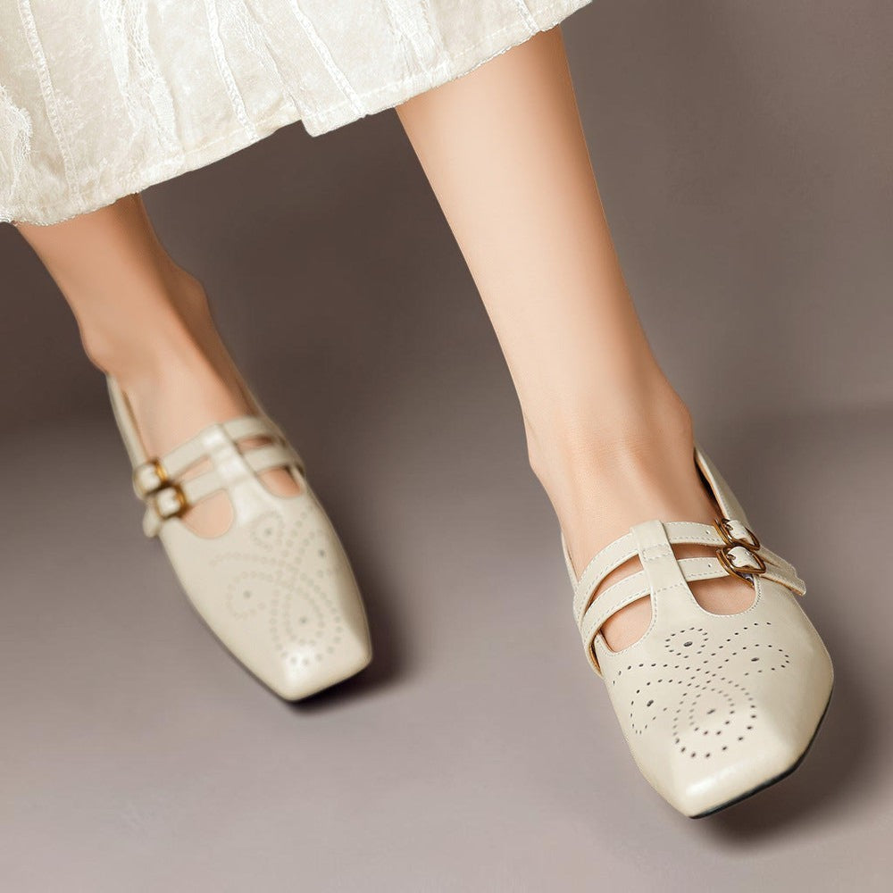 Pauline | Zapatos de Cuero con Doble Tira