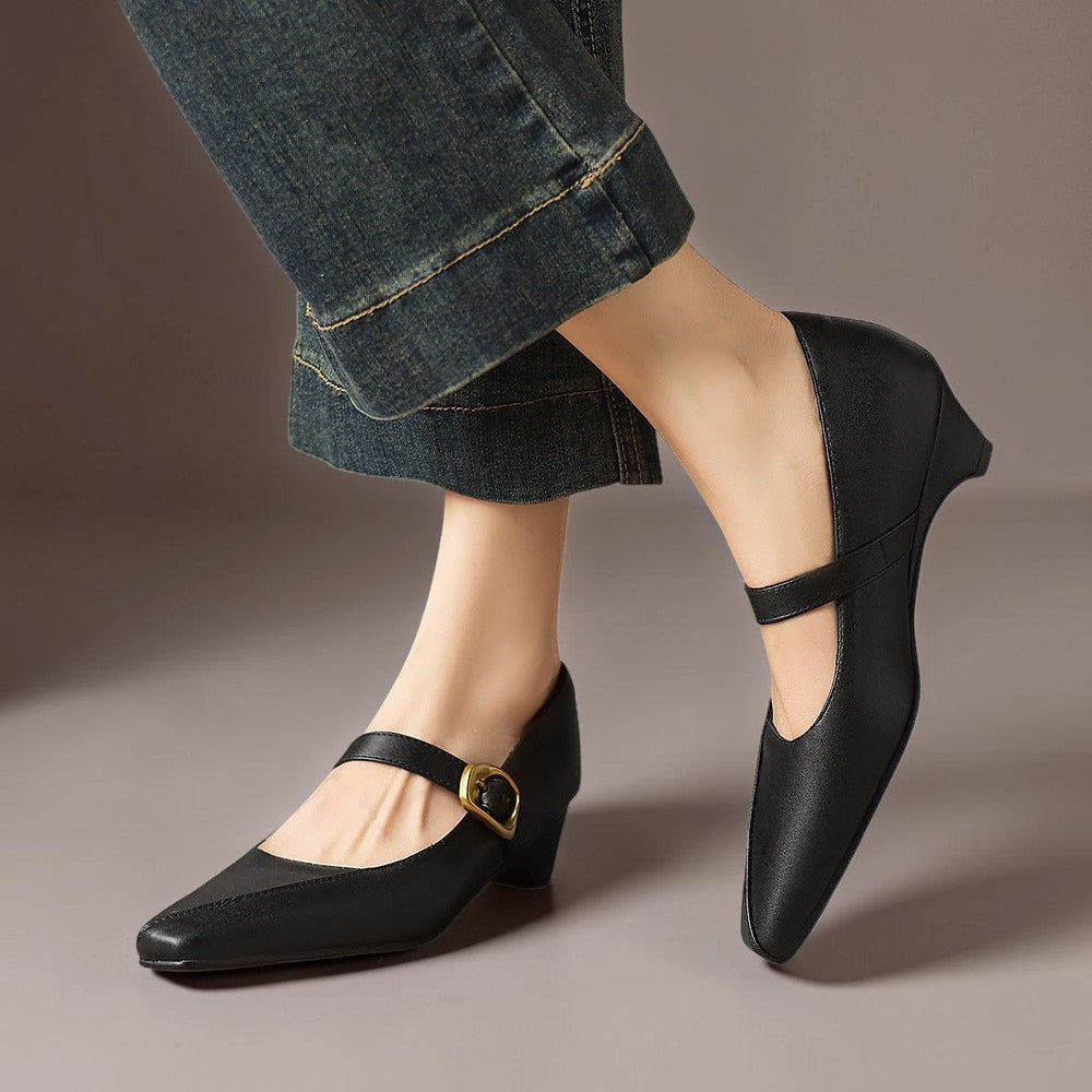 Catalina | Zapatos con Hebilla Dorada
