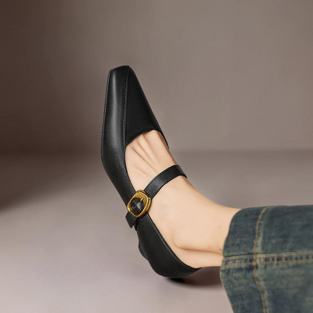 Catalina | Zapatos con Hebilla Dorada