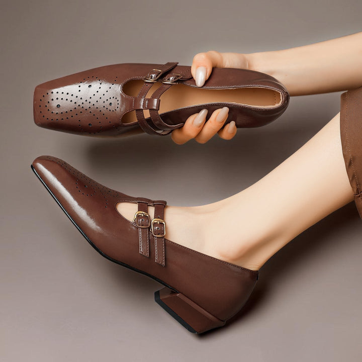 Pauline | Zapatos de Cuero con Doble Tira