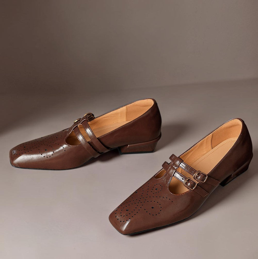 Pauline | Zapatos de Cuero con Doble Tira