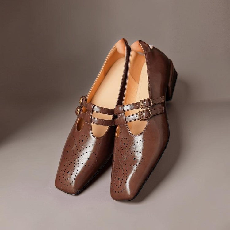 Pauline | Zapatos de Cuero con Doble Tira