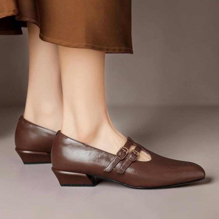 Pauline | Zapatos de Cuero con Doble Tira