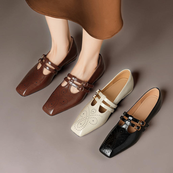 Pauline | Zapatos de Cuero con Doble Tira